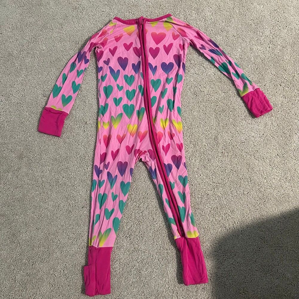 Little sleepies ombré hearts zippy one piece pajamas pink rainbow girls 12-18 mo
